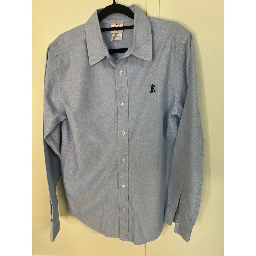Disney Store‎ Mens Mickey Mouse Embroidered Oxford Button Down Shirt Blue Small